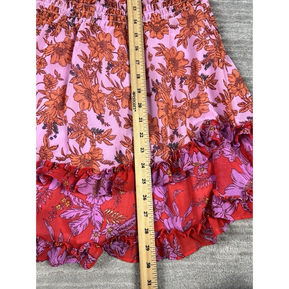 Jessica Simpson Dress Womens Medium‎ Pink Floral Off Shoulder Mini Lined Tiered - Picture 7 of 14